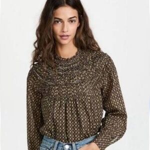 Rebecca Taylor S0 Smocked Longsleve Cotton Top